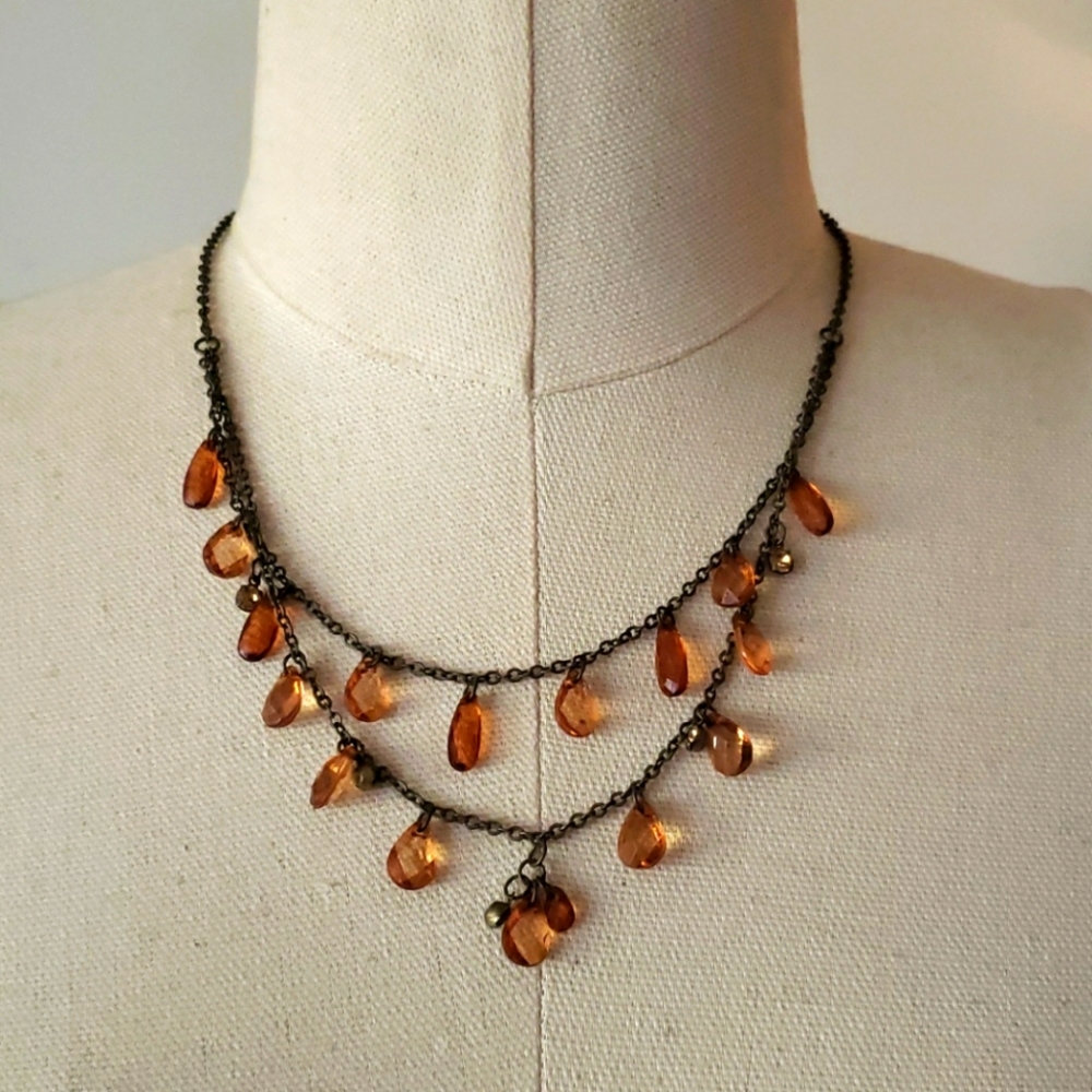 Delicate Amber Colored Necklace
